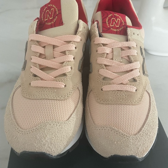 New Balance Blush Pink, gold and red sneakers NWT - Picture 2 of 10
